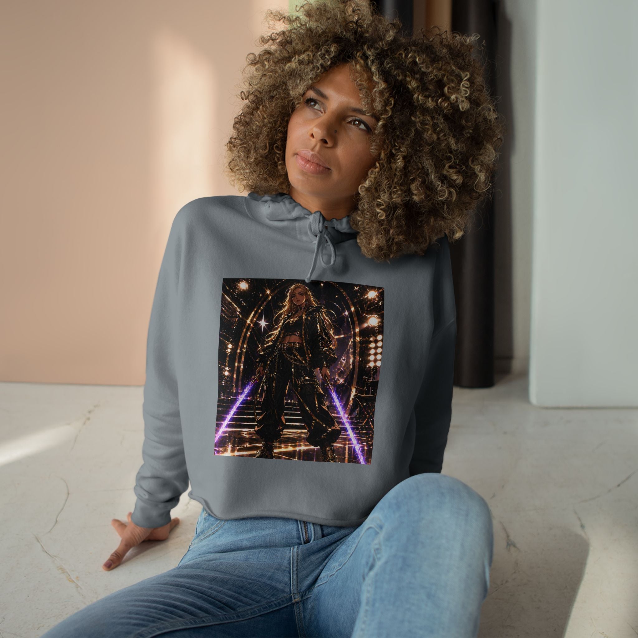 Crop Hoodie — Lights, Camera, Action! Girl Power Cropped Hoodie
