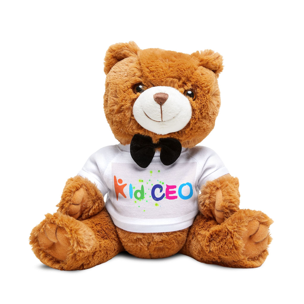 Kid CEO Teddy Bear Plush — Brown Stuffed Bear with 'Kid CEO' T‑Shirt & Bow Tie