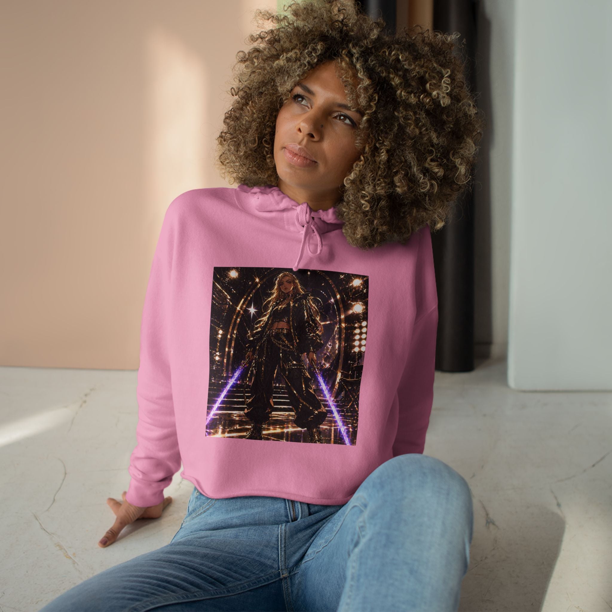 Crop Hoodie — Lights, Camera, Action! Girl Power Cropped Hoodie