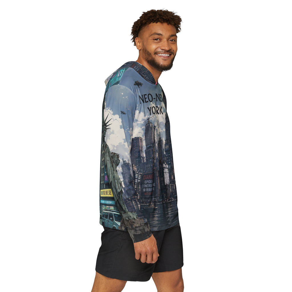 Neo-New York Cyberpunk Hoodie — Futuristic Cityscape All-Over Print