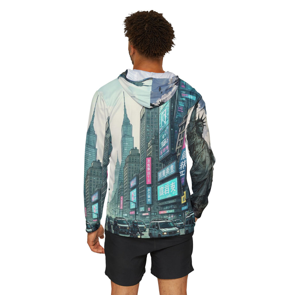 Neo-New York Cyberpunk Hoodie — Futuristic Cityscape All-Over Print